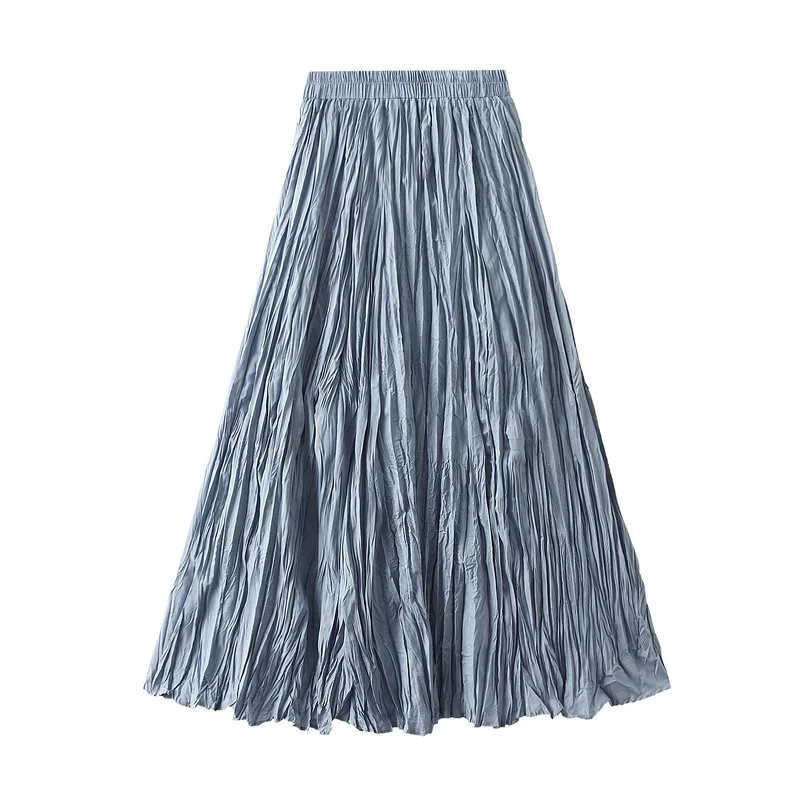 Light Luxury Irregular Slimming Pleated A-line Skirt for Women High Waist Solid Color Loose Fashion Skirts Casual Spring New