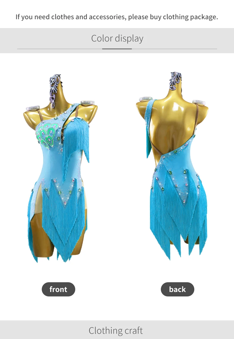 Lateinamerikanisches Tanzkleid, Partykleidung, Tanzbekleidung für Damen, lyrisches Kostüm, Ballsaal-, Karnevals-, Bühnen- und Abendgarderobe, elegantes Party- und Auftrittsoutfit. – Detail 5
