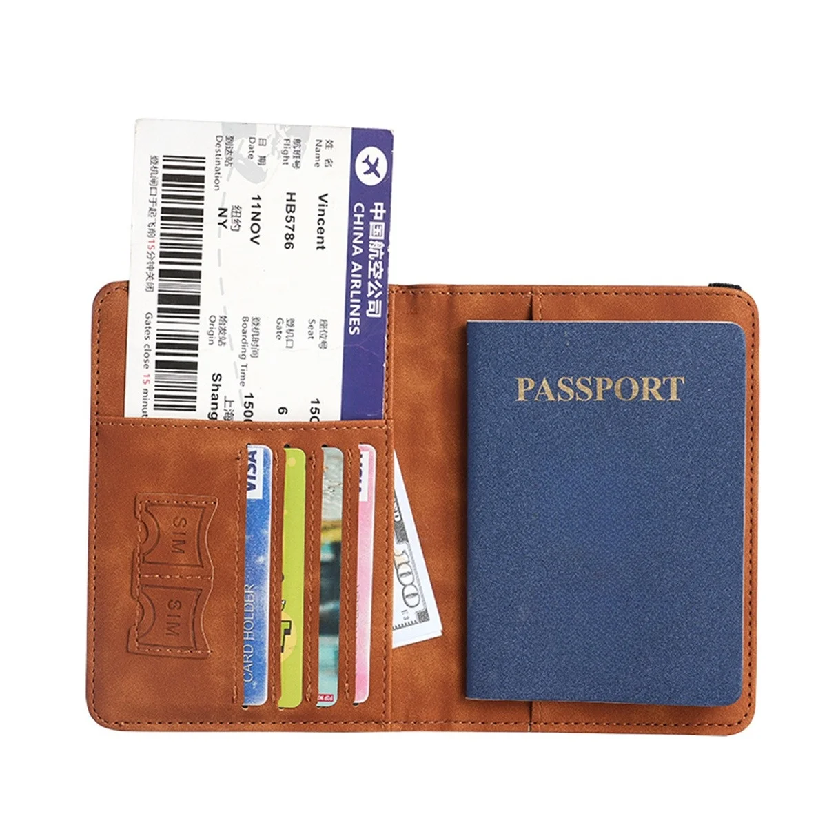 Elastic Band Leather Passport Cover RFID Blocking for Cards Travel Passport Holder ID Document Bank Card Holder Case