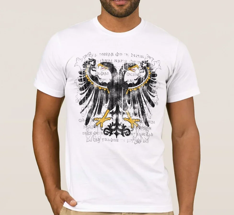 German Double-headed Eagle Gothic Lord's Prayer T-Shirt 100% Cotton O-Neck Summer Short Sleeve Casual Mens T-shirt Size S-3XL