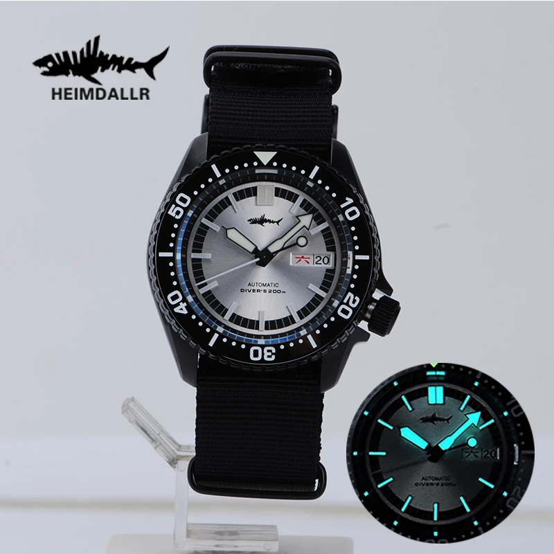 Heimdallr ماركة الترفيه SKX007 الرجال الغوص ساعة الياقوت مزدوجة التقويم 20Bar مضيئة NH36 الفاخرة التلقائي ساعة ميكانيكية