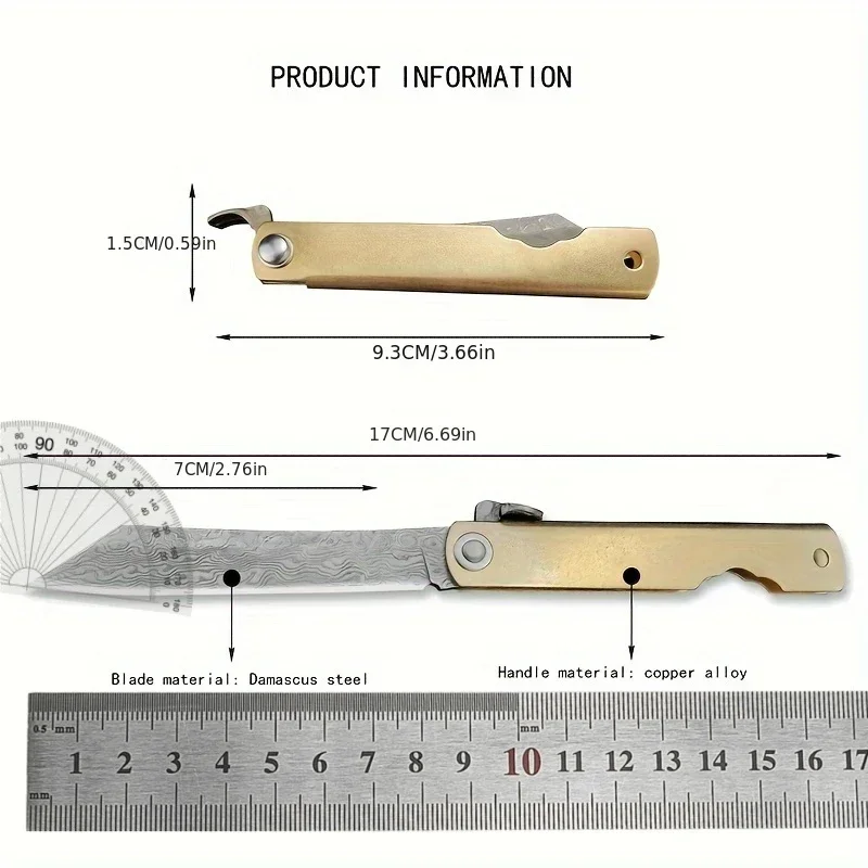 Brass Handle Stainless Steel Folding Knife Portable Outdoor Camping Hiking Night Fishing Multi-functional Practical Fruit Knife view 6