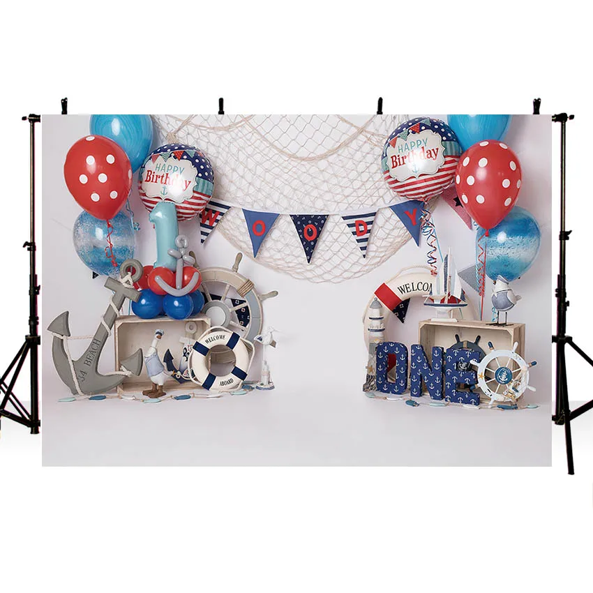 Mehofond Photography Background Life Buoy Nautical Mariner Boat Backdrop Welcome Baby 1st Birthday Cake Smash Decor Photo Studio