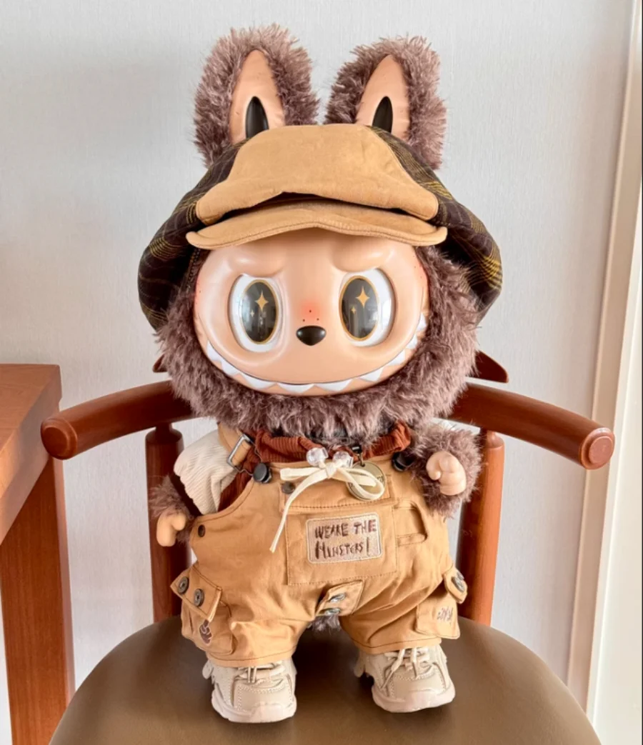 New Original Labubu Figure 58cm Zimomo Labubu Trendy Figurine Vinyl Doll Canvas Khaki Suit Item Kids Surprise Birthday Xmas Gift