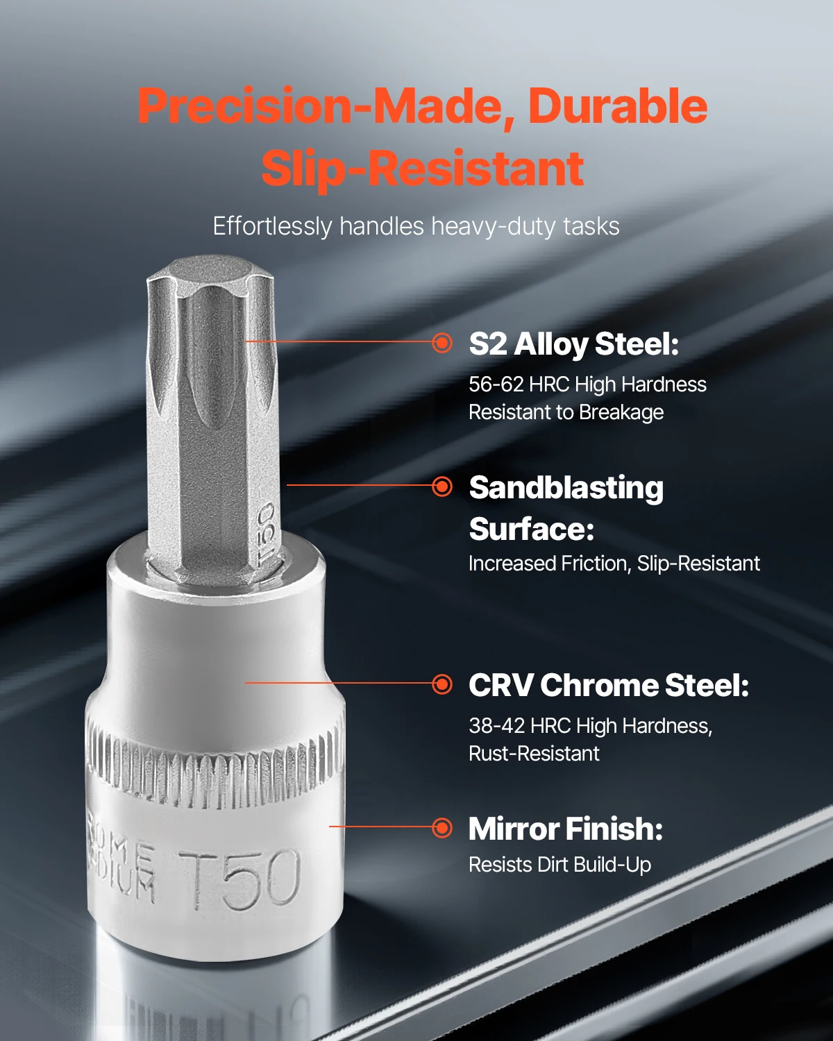 SucceBuy Torx Bit Socket and External Torx Socket Set 60-Piece T6-T70 TT6-TT70 TP8-TP60 E4-E24 S2 Alloy Steel and Cr-V Steel