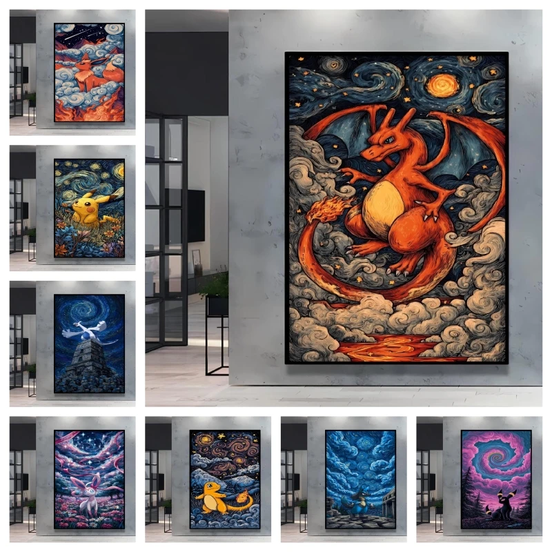 Resin Art Class - Plakat Pokemon Charizard z nadrukiem diamentowym,