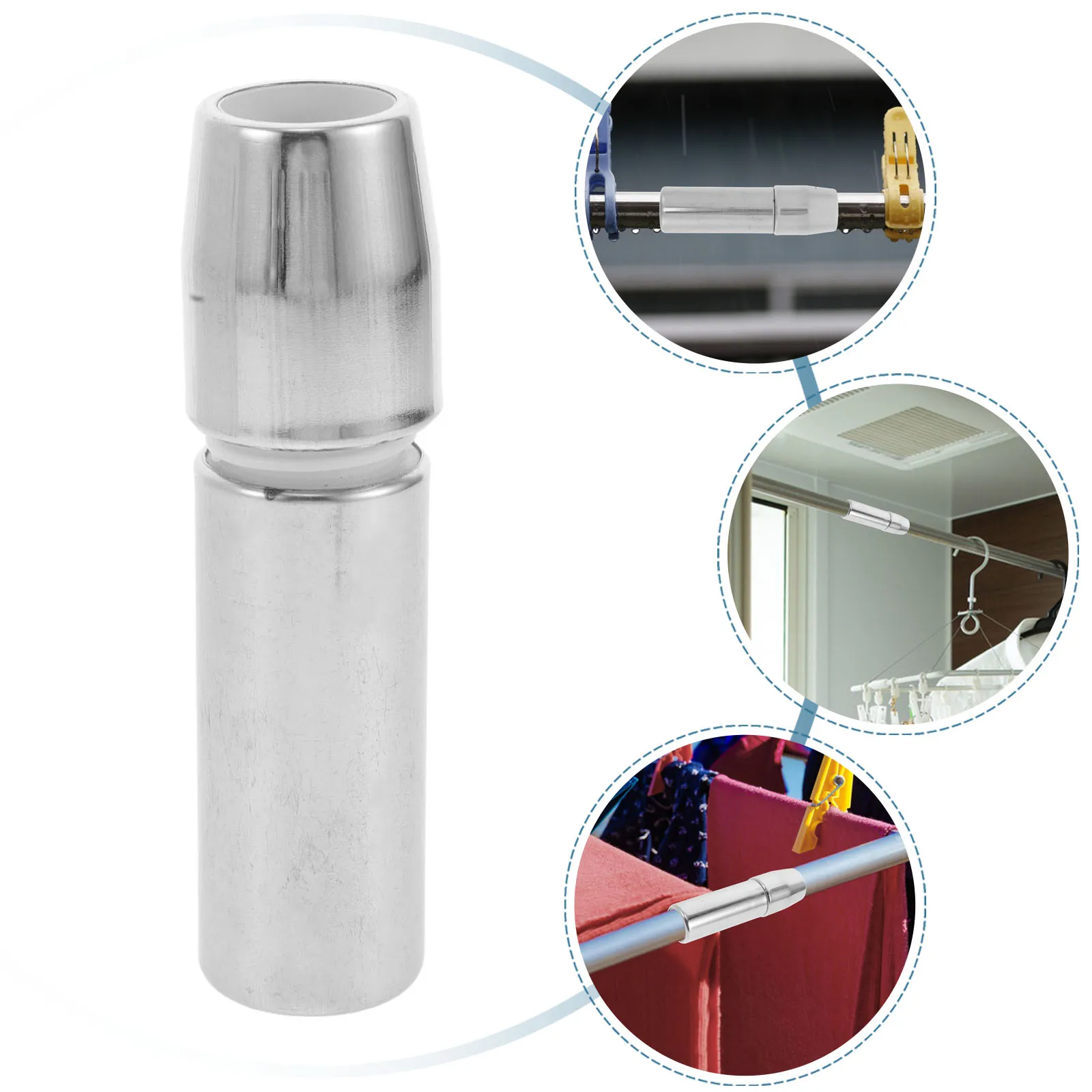 

Pipe Connection Curtain Rod Bay Window Clothes Rail Corner Rods Stainless Steel Fitting Adjustable Extender