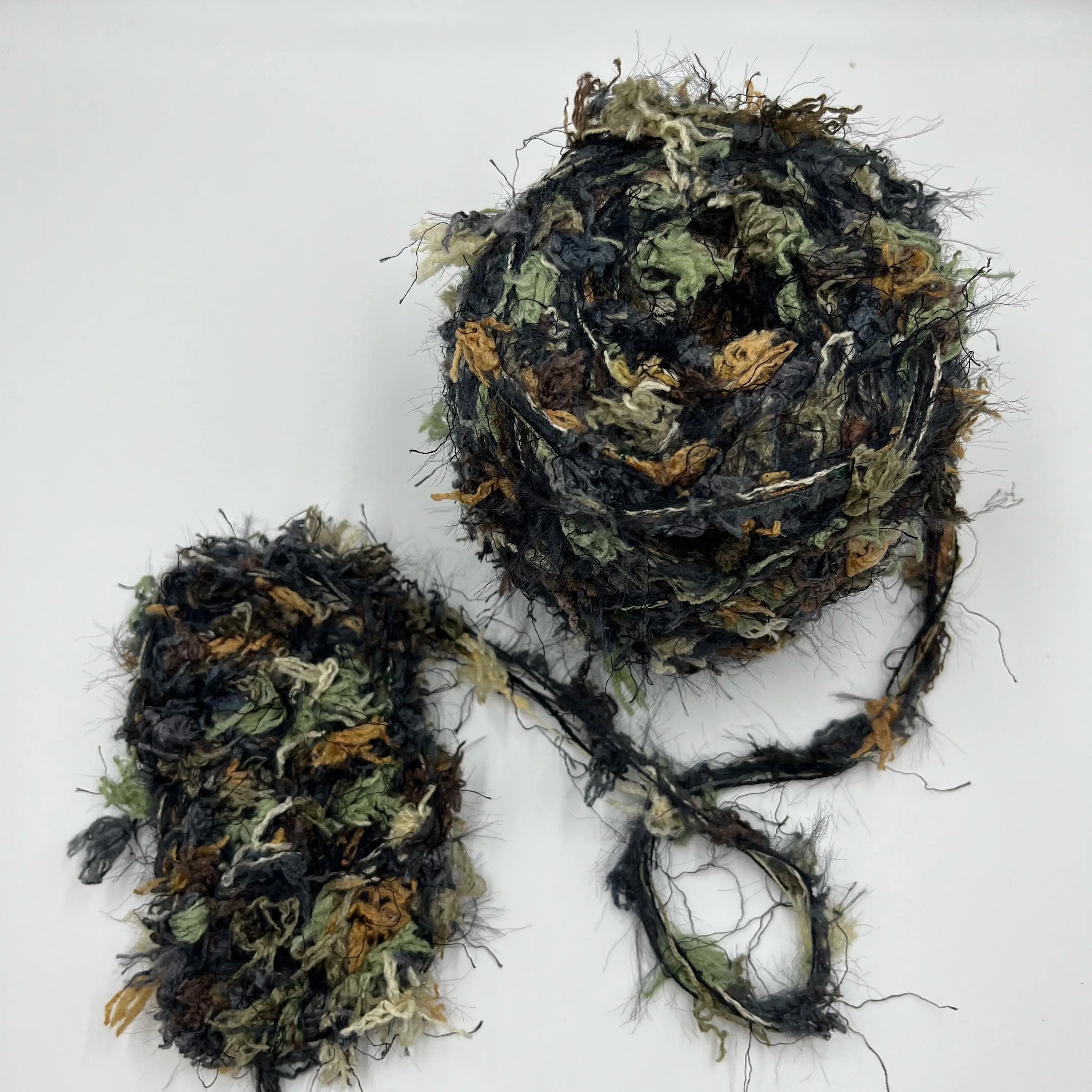 Hilo de Poliéster Texturizado de 100g, Hilo de Arte Texturizado para Tejer a Crochet, Hilo con Flecos en Tonos Tierra para Manualidades
