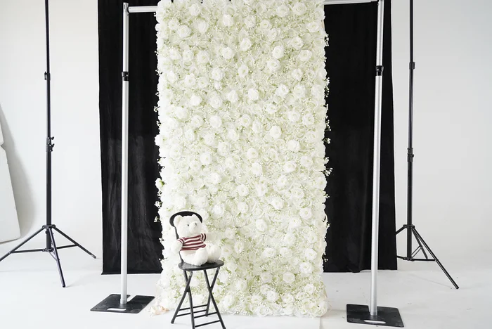 Royal Series Luxury 3D Rose Fabric rolled up Floral wall wedding background decorative curtain fabric floral wall party props