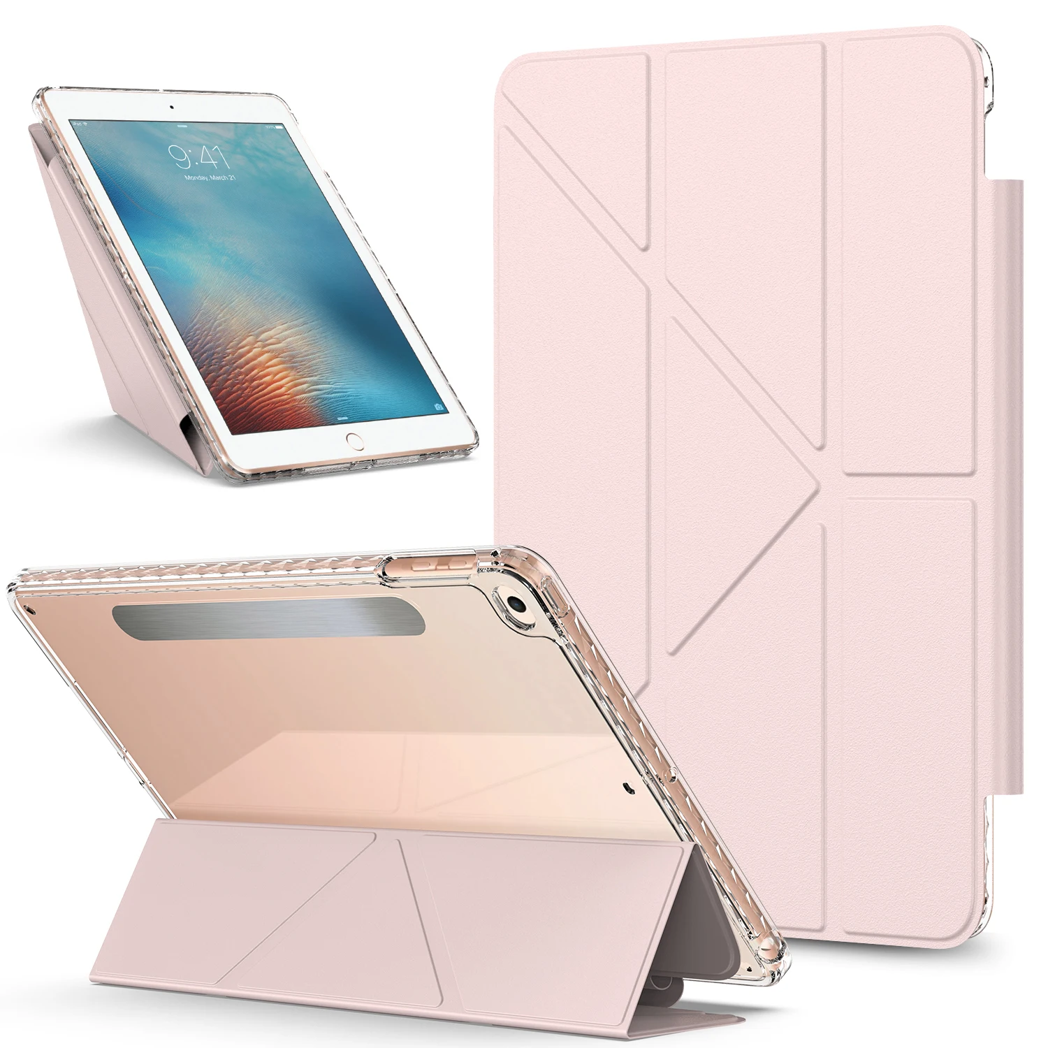 

Tablet Case For iPad 9.7-inch (2018) / (2017) / Air 2 / Air (2013) Stand Magnetic Detachable PU Leather Cover with Auto Wa