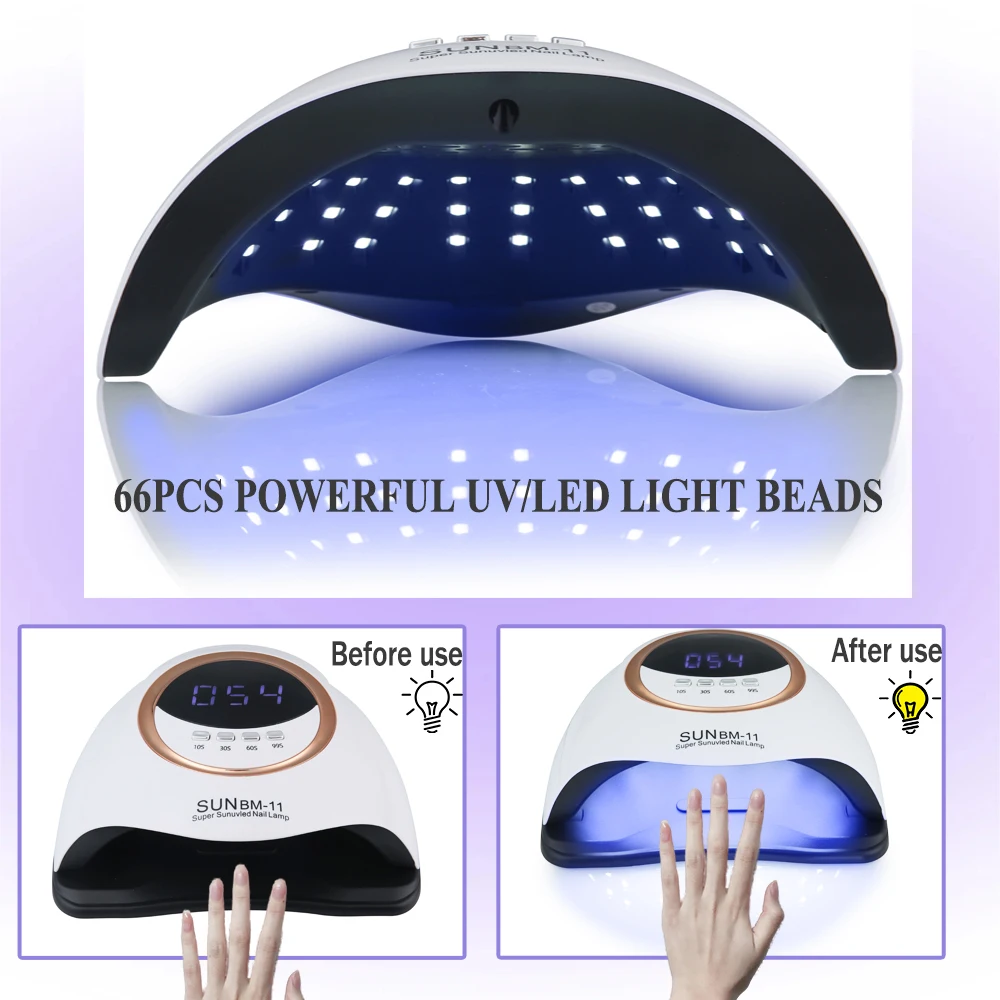 SUN BM-11 2-in-1 Nail LED/UV Nail Lamp Machine With 66 LEDs And Four Timers for Nail Polish Curing Manicure and Nail Art Salon