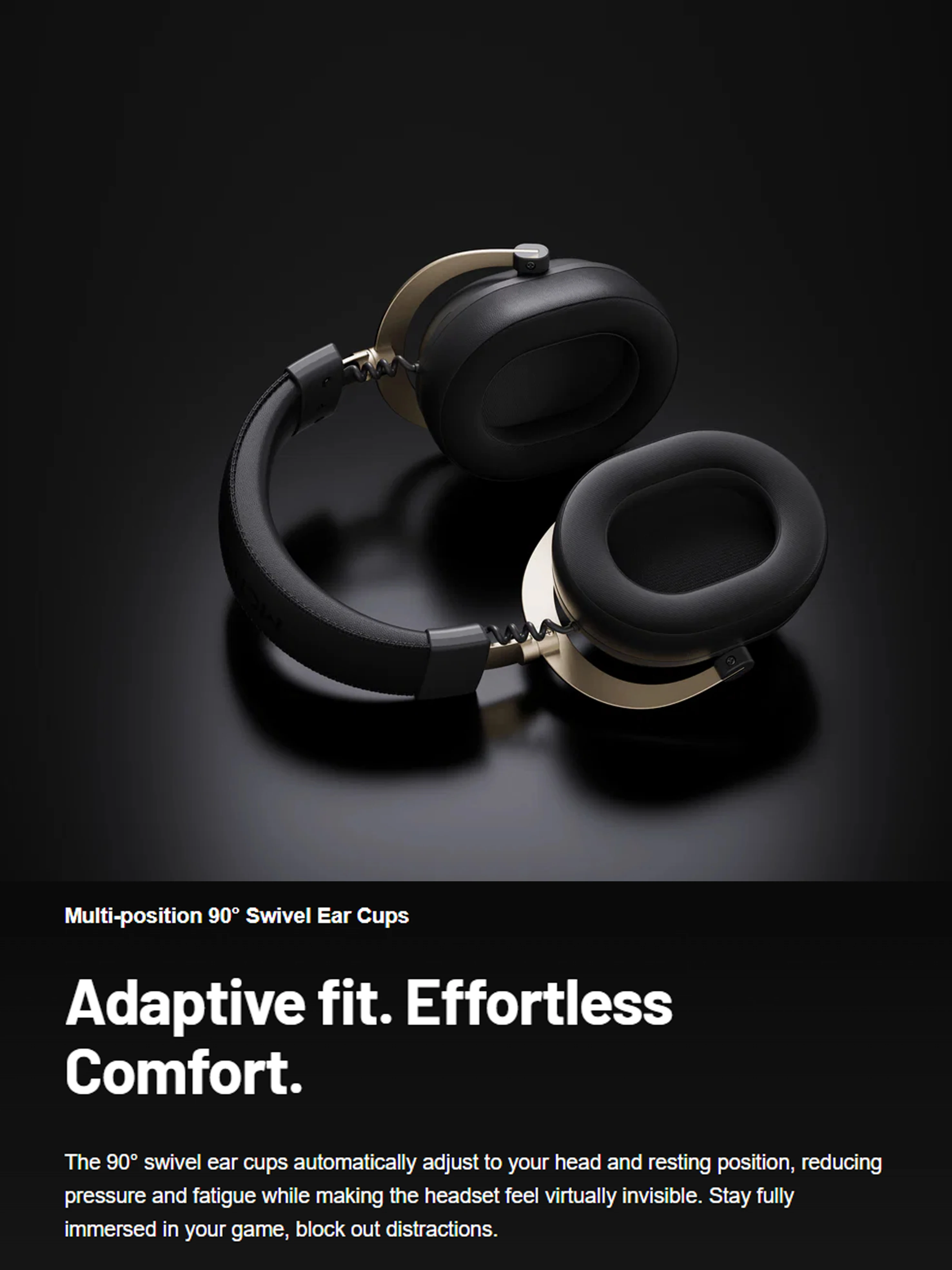 MCHOSE V9 Turbo+ Magnetisches Kabelloses Gaming-Headset 7.1 Surround Sound 90 ° Schwenkbare Ohrmuscheln 60mm Geringe Latenz RGB Magnetisches Aufladen – Detail 4