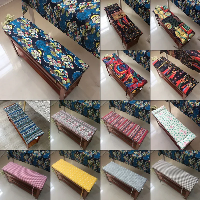 Bohemia Long Bench Cushion Soft Stool Pad Thickened Wood Sofa Mat Garden Benchs Long Padded Wooden Bench Cushion Mat