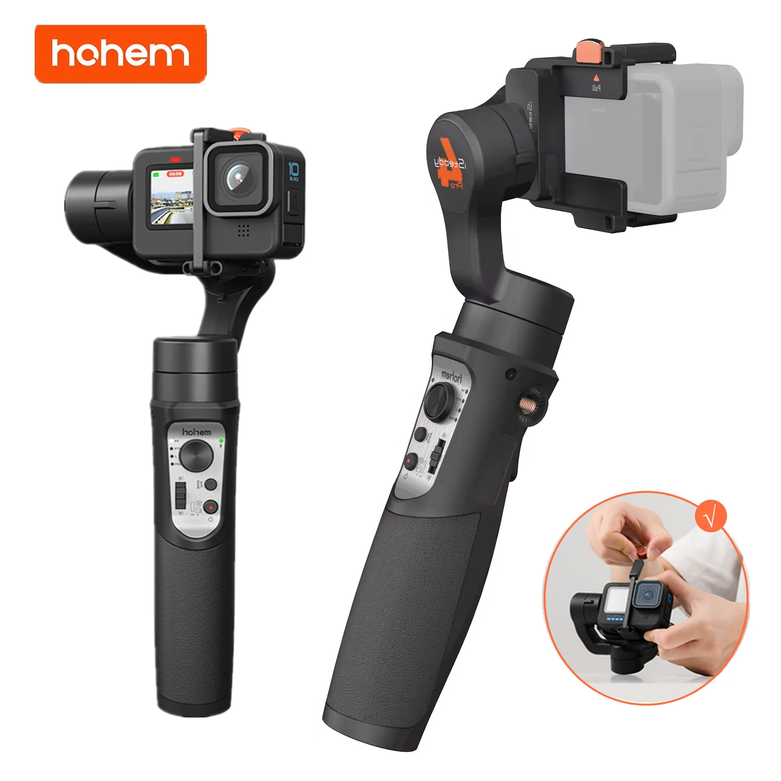 Bluetooth 3 Axis Gimbal Stabilizer for Gopro12/11/10/9 Insta360 DJI OSMO Action Camera, Waterproof Anti Shake Handheld Tripod