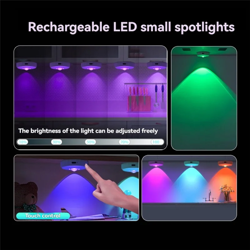 ABBY-Luci a disco con telecomando wireless LED RGB dimmerabili sotto l'illuminazione dell'armadio con faretto con rilevamento delle colline per armadietto del vino 3P