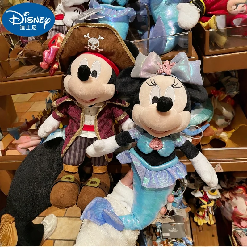 Diney Treasure Cove Pirate Mickey And Minnie  Stuffed Toys Kawaii Cartoon Couple Dolls To Girls Best Gifts