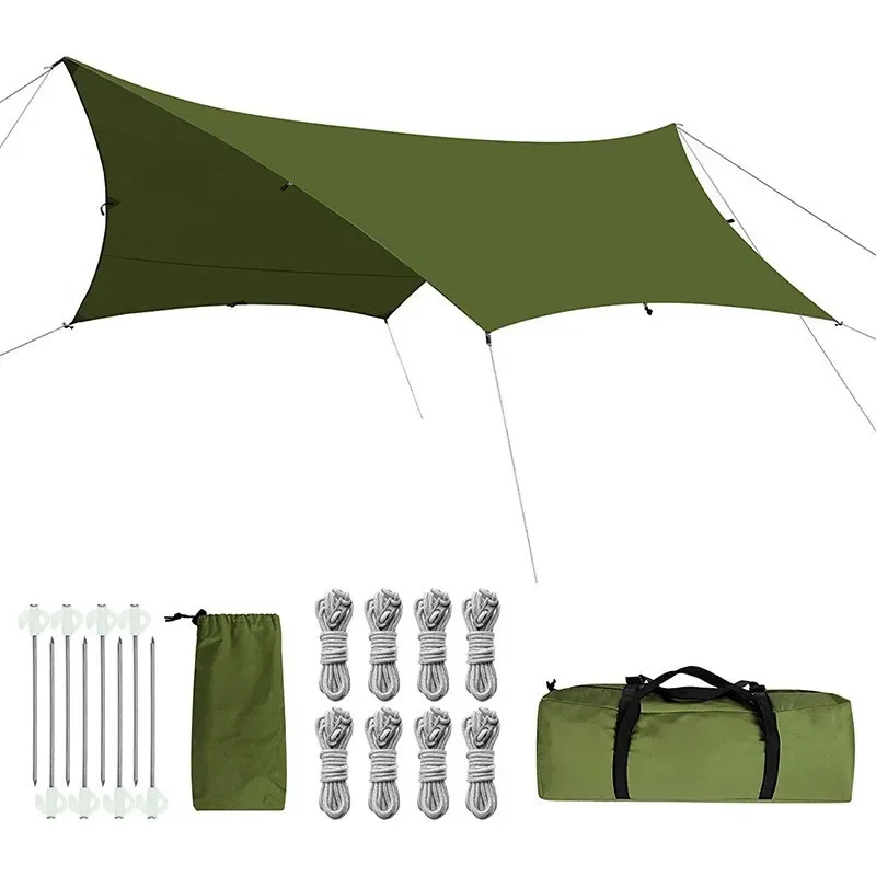 Cotton Waterproof Canvas Awning Rip stop Nylon Rian Fly Sun Shade Tent Shelter UV Protection Lightweight Shelter for Camping