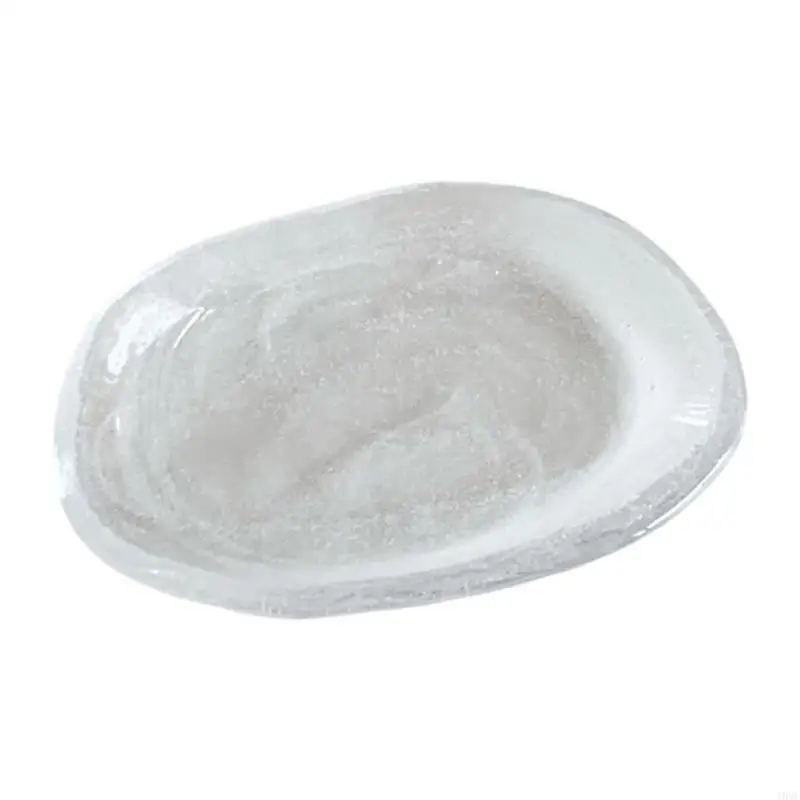 Tabletop Trinket Dish, Oval Clear Glass Serving Plate with Raised Edges for Desserts, Fruit and Snacks, Jewelry, Earrings