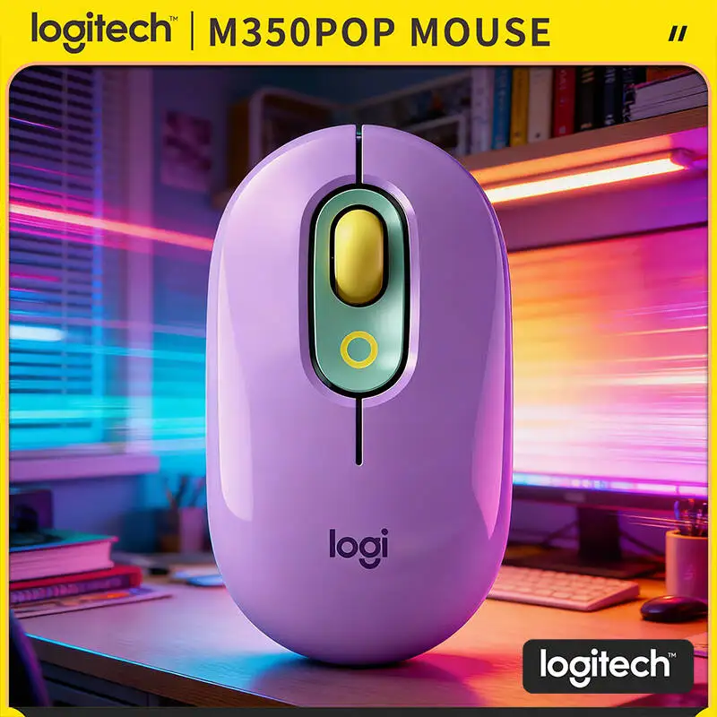 

Беспроводная мышь Logitech M350 POP, 77 г, легкая, с функцией автоматического перехода в режим сна, экономия энергии, бесшумные клики, для библиотеки, кафе, офиса, путешествий
