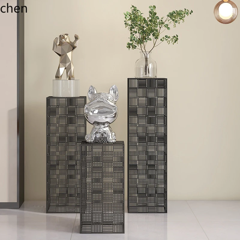 ZML Iron Art Flower Stand Living Room Corner Side Table Indoor Decoration Balcony Light Luxury Storage Rack Floor-standing