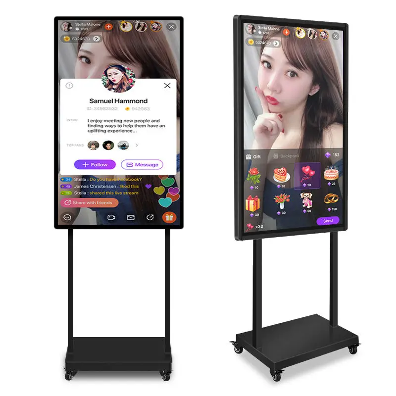 AIO Android Computer PC with with 32 43 47 55 Inch Multi Camera Projector Monitor for Live Streaming Broadcast