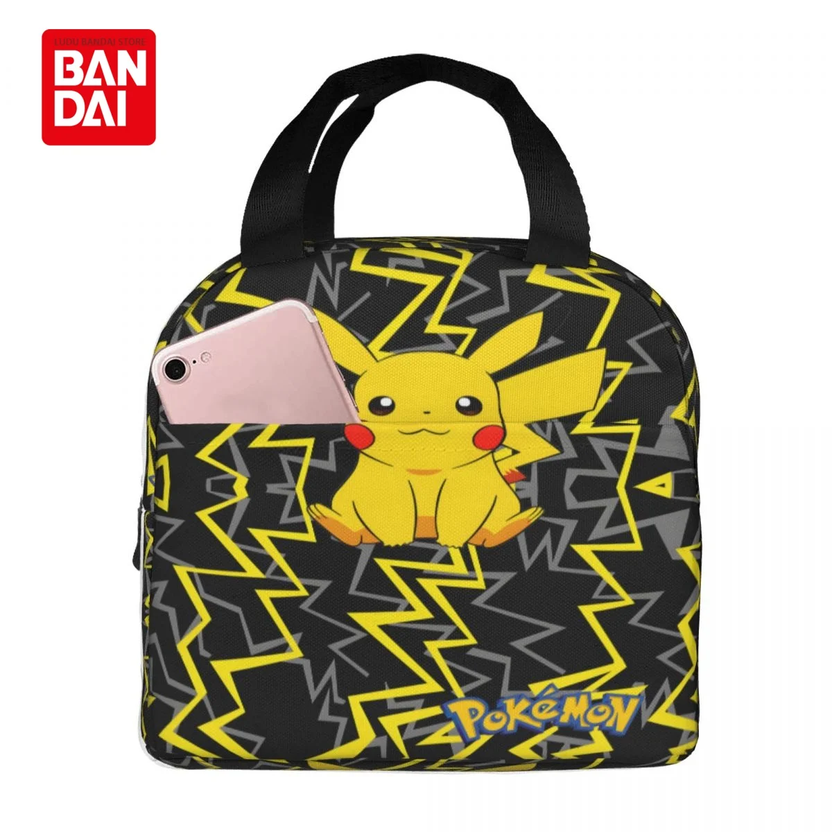 Bandai Japan Anime Pokemon Lunch Bag for School Kids Office Pikachu Sac Lunch Portable Thermal Cooler Lunch Box Handbag Gift