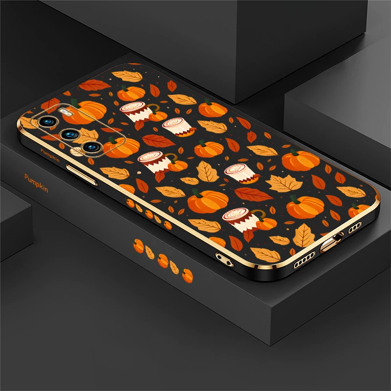 Autumn Pumpkin Floral Leaf Print Case For Huawei P40 Lite 4G 5G P20 P30 Pro P Smart + 2019 2021 Anti Scratch Silicone Cases Etui