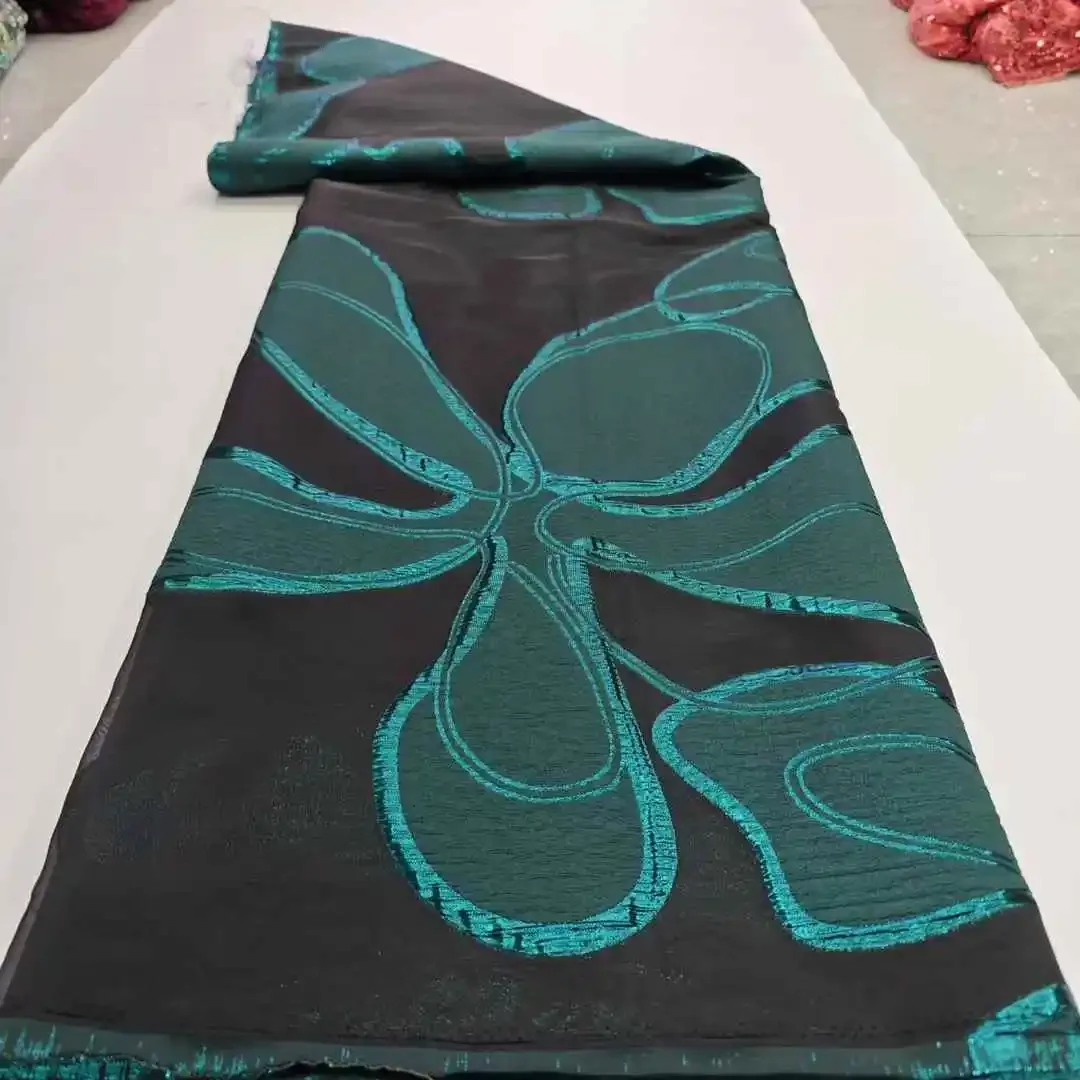 

Fabric Jacquard Organza New Arrive African Lace Fabric Polyester Brocade Lace Fabric for Wedding Evening Dresses 5yards AH513
