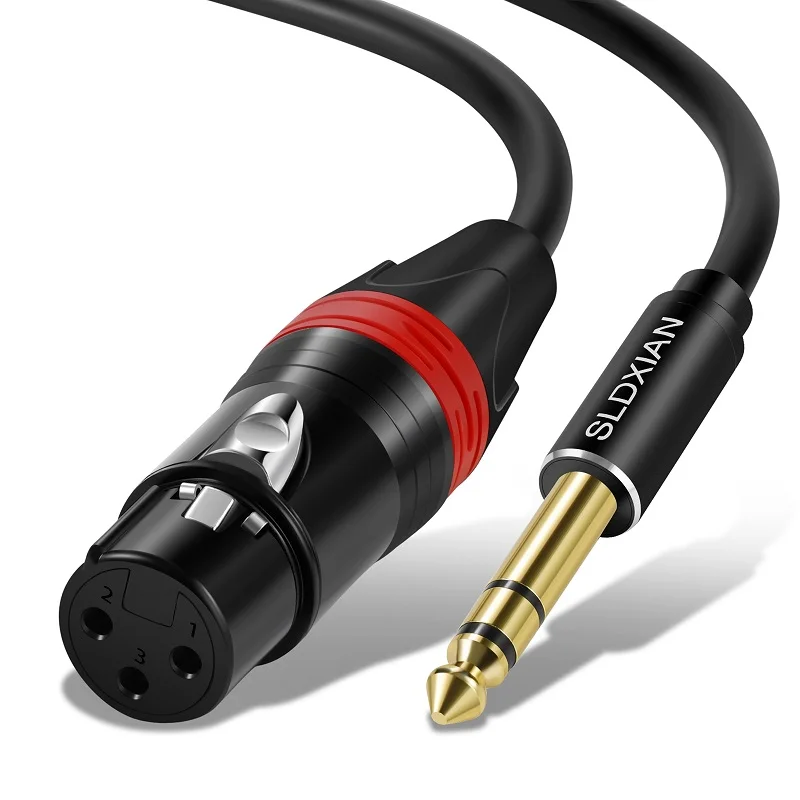 XLR Female to 1/4 Inch 6.35mm TRS Stereo Jack Cable, 3-Pin Female XLR to Quarter Inch Balanced Interconnect Jumper