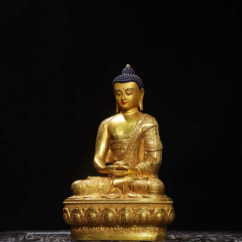 Vintage Gilt Bronze Amitabha Buddha Statue - Traditional Buddhist Deity Sculpture, Zen Home Altar & Desktop Decor