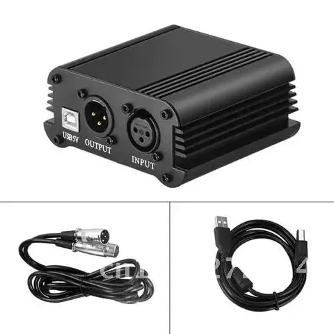 

48V Phantom Power Supply With USB Cable Microphone Cable For Mini Microphone Condenser Recording Equipment