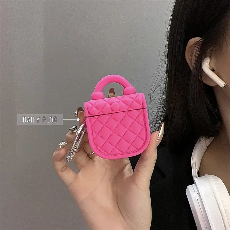 Bonito saco rosa caso para airpods 4 airpod 1 2 3 pro pro2 fones de ouvido bluetooth caixa carregamento capa protetora
