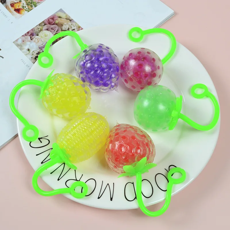 Summer New Fruit Ball With Rope Bouncing Ball Color Beads Stress Ball Left Restlessness Senses Autistic Girl Boy Toy Kids Gift