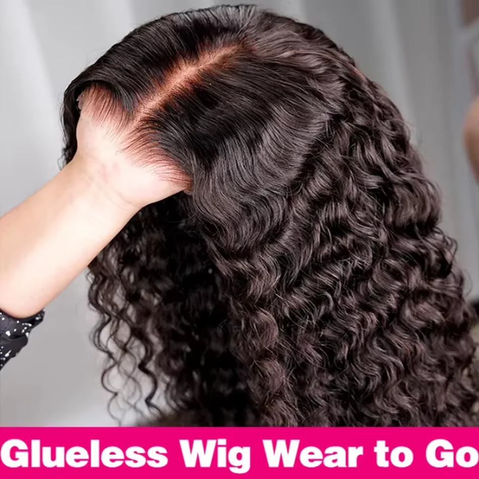 250% 36 Inch Hd Curly Glueless Wigs Ready To Wear 5x5 Lace Closure Wigs Hd Transparent Lace Front Human Hair Wigs Bleached Knots