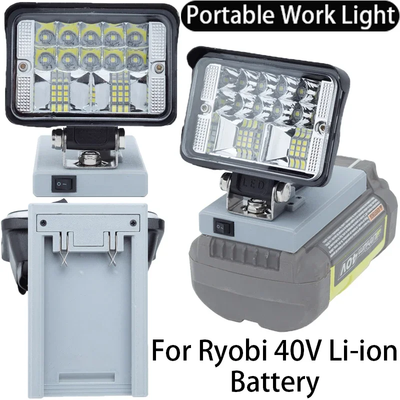 

Portable LED Work Light for Ryobi 40V Lithium Ion Battery Portable LED Tool Camping Travel Cordless Light