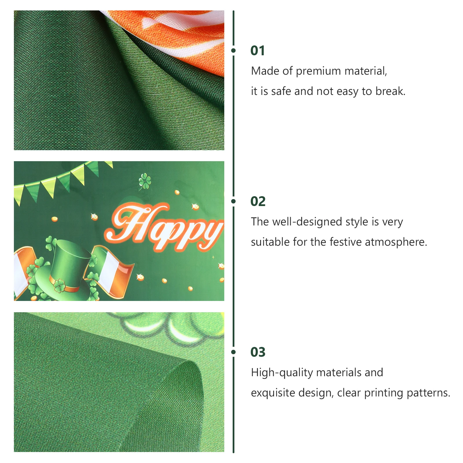 

1Pcs St Patrick's Day Banner Premium Material Wall Decoration Party Supplies Reusable Bunting Letters Design Festive Party Decor