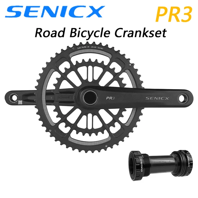 Senicx  PR3高品質道路自転車クランクセット165/170/172.5/175ミリメートルチェーン46-30t/50-34t/52-36tアルミクランクロードバイク用