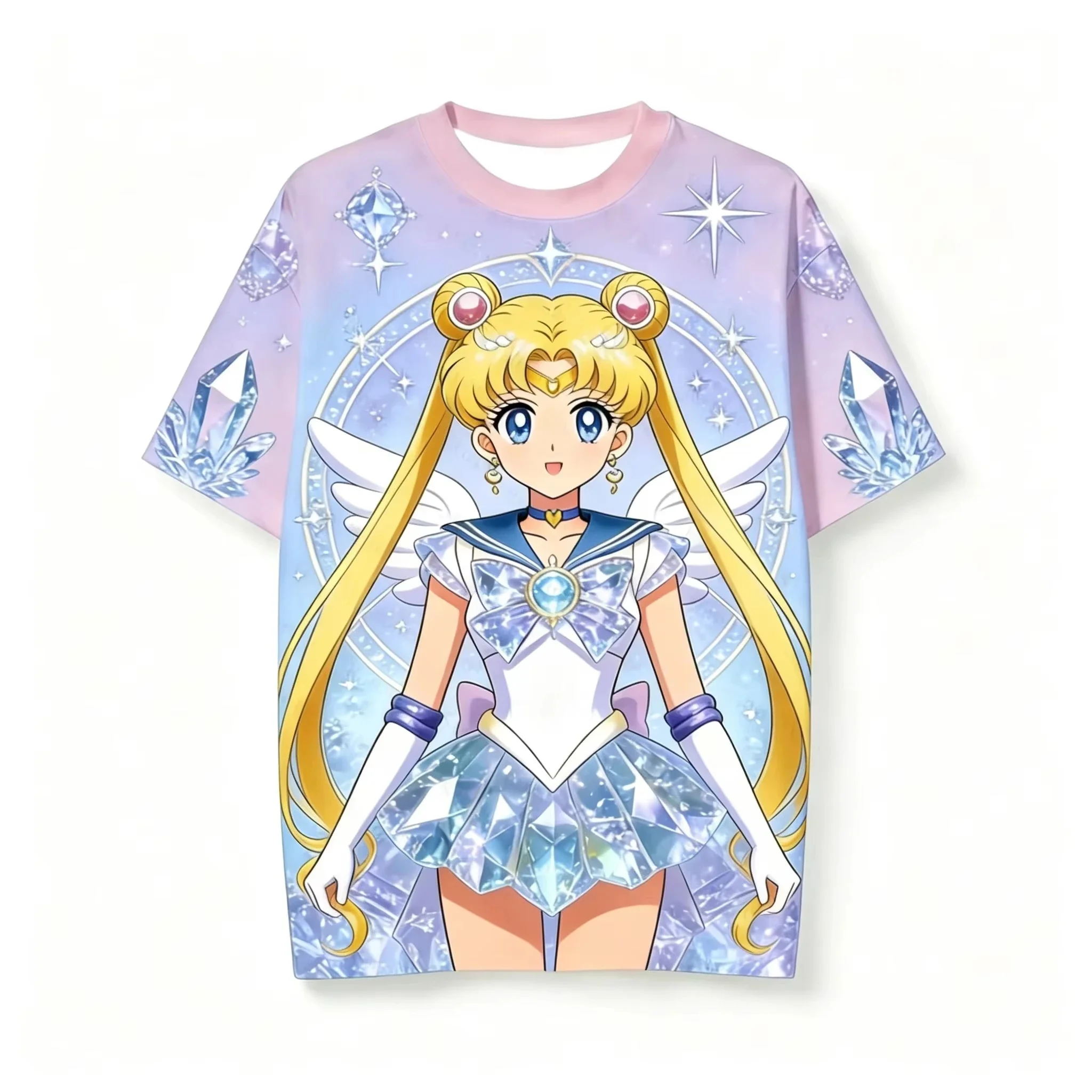2026 New Japanese Anime Girl Warrior Digital Double sided Printed T-shirt Shorts Soft and Comfortable Sports and Leisure Set
