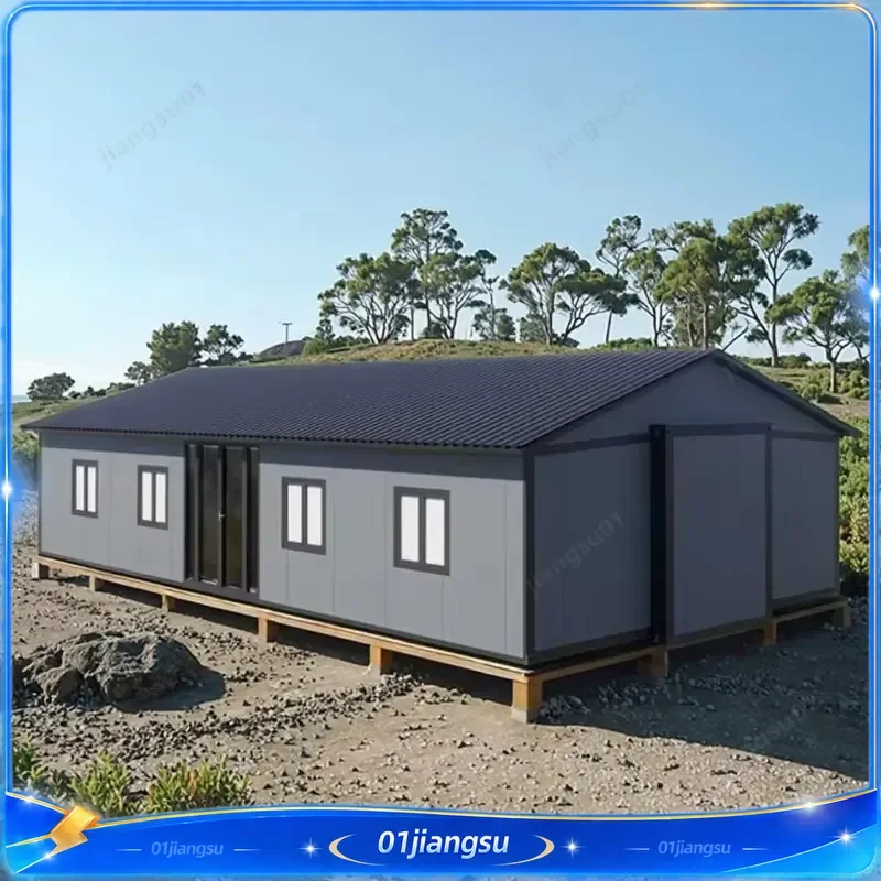Custom 40ft Modular Prefab Steel House 3 Bedroom Solar Ready Expandable Balcony Coastal Resort Villa Container Home Portable