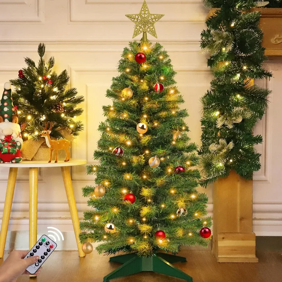 التحكم عن بعد 8 طرق 3 قدم شجرة عيد الميلاد مع أضواء الموقت 15 لتقوم بها بنفسك زخرفة الكرة 50 ضوء دافئ بطارية تعمل القلم الاصطناعي