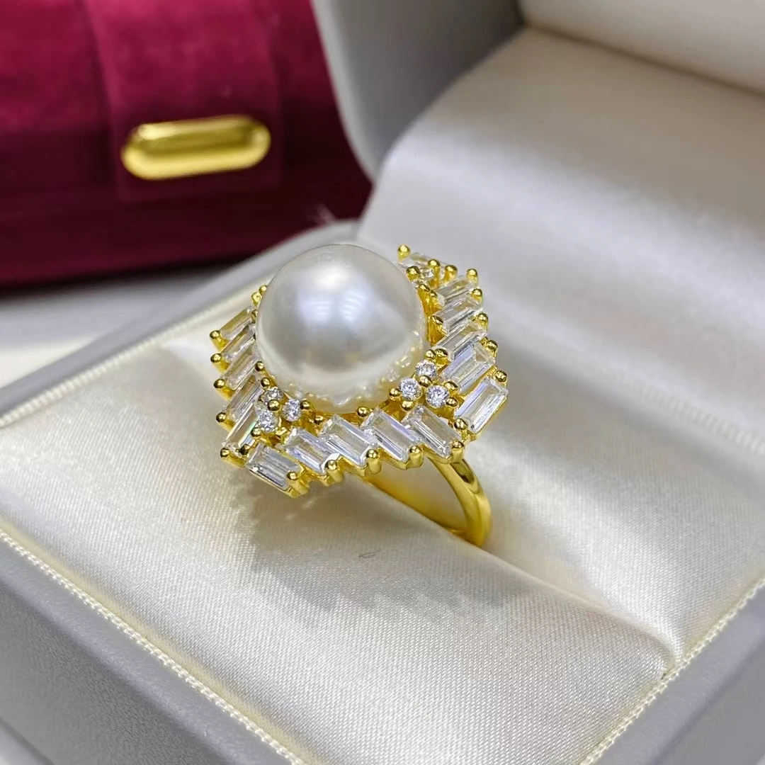 Gorgeous 925 Sterling Silver Adjustable Ring Mount Settings Findings Mountings Accessory Parts for 11-12mm Pearls 5pcs/lot