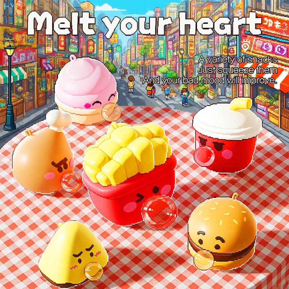 Zabawki sensoryczne dla dzieci HYES, urocze zabawki w kształcie jedzenia z motywami z kreskówek, zabawka z pęcherzykami do ściskania, redukująca niepokój, zabawka do wypluwania bąbelków, prezenty na Boże Narodzenie i święta.