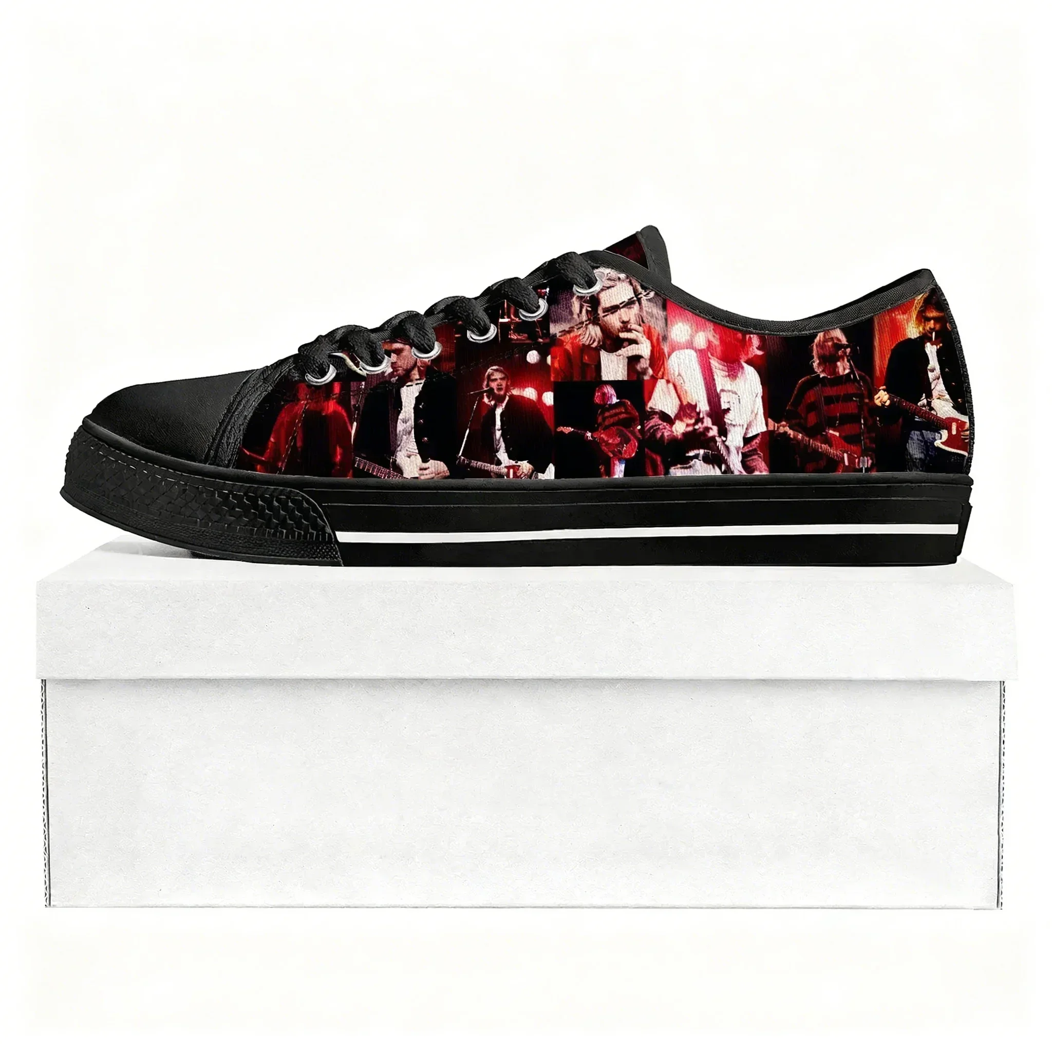 

Кеды Kurt Cobain с низким верхом для женщин, мужчин и подростков, высококачественные повседневные кеды из канваса, обувь на заказ, черные