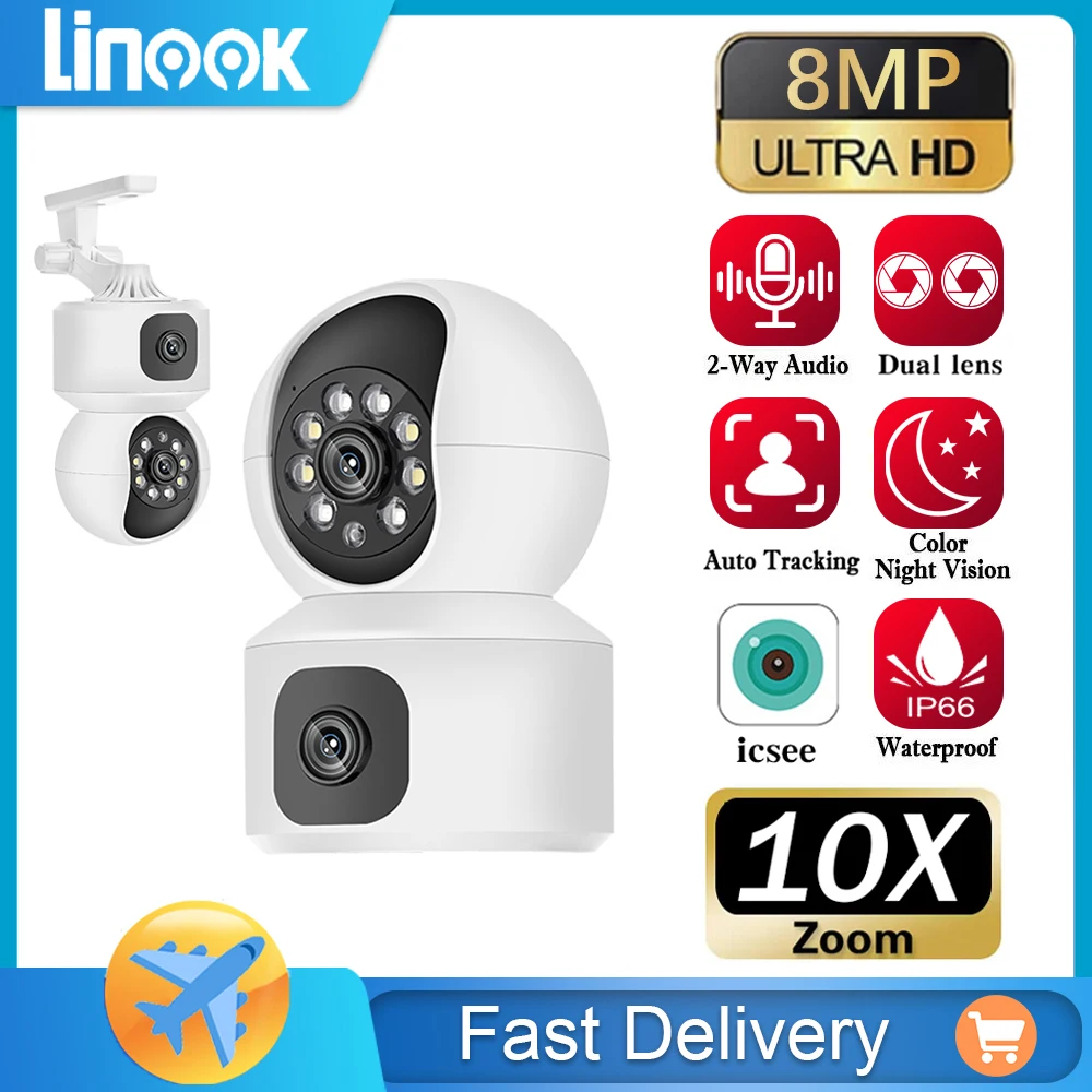 

Linook、WIFI、High definition 1080P,CCTV camera, dual lens, CCTV 360 degree network camera, CCTV security camera, IP66 waterproof