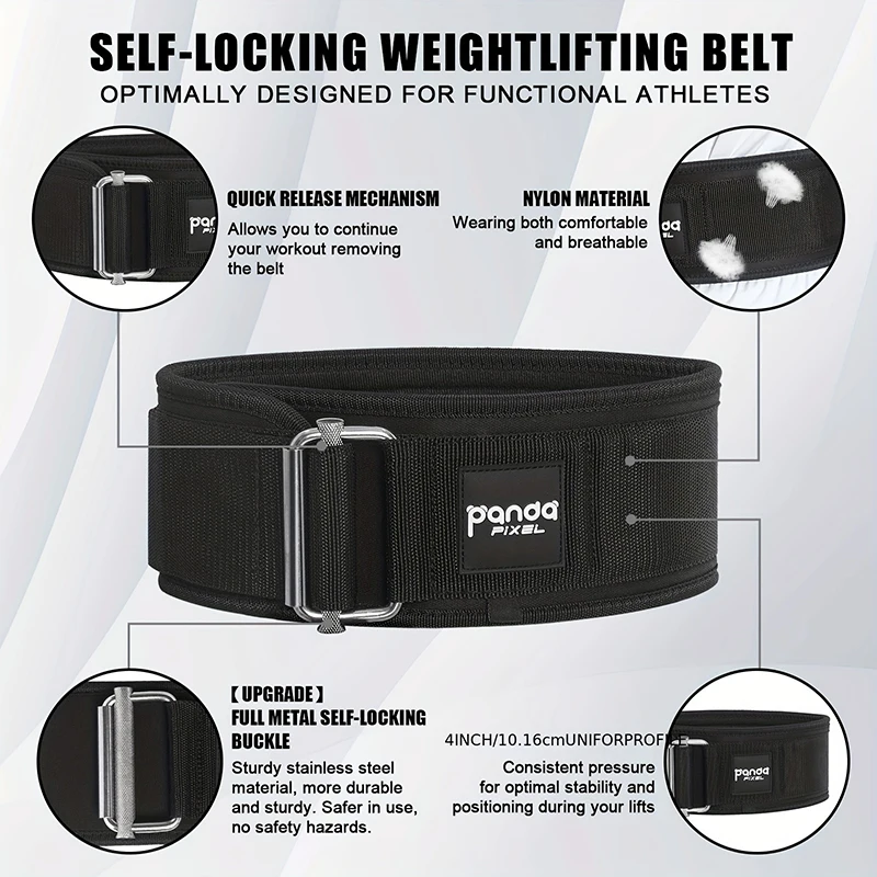 Rigwarl Weightlifting Belt Adjustable Nylon Gym Workout Belts for Men and Women Deadlifting Squatting Lifting Back Support ﻿