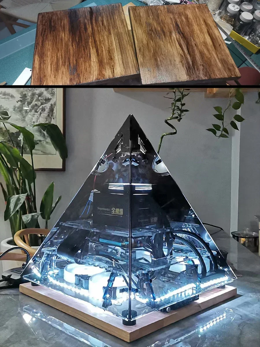 Hot sales Black Crystal Pyramid Chassis Acrylic Panoramic Side Transparent E-Sports Cool Table