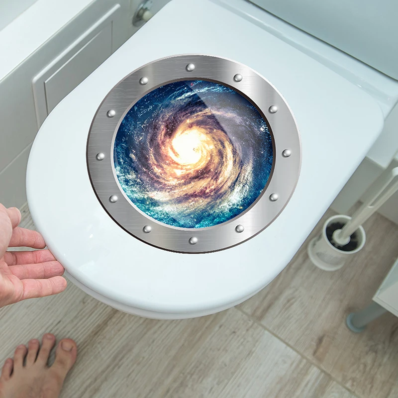 Universe Outer Space Toilet Stickers Window Wall Stickers Refrigerator Bathroom Home Decoration Mural Art Galaxy Decals