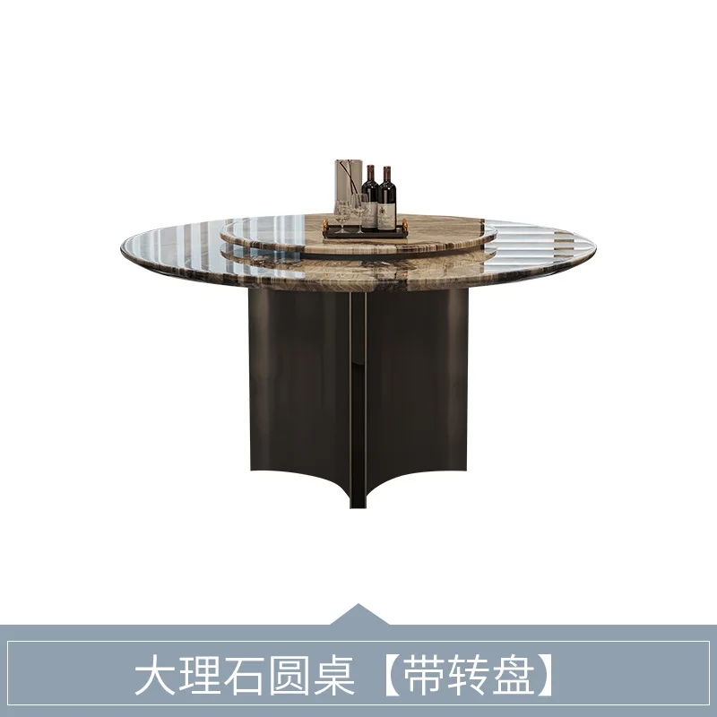 Round Marble Dining Table Set with Lazy Susan Modern Small Space Kitchen Island Furniture Rotating Top 4 Chairs Apartment