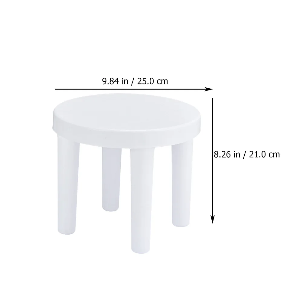 1pc Plastic Low For Anti-Slip Round Stool Bathroom Home Portable Sturdy Lightweight Step Stool Rv White