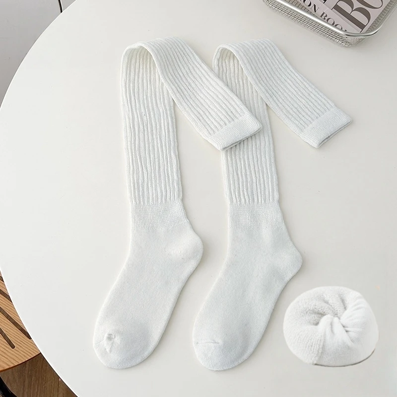 1/3/4 Paar warme, knielange Damensocken für den Winter, mit plissiertem, gestapeltem Design, knielange, lange Damensocken, dicke, warme, lange Socken, verdickte Socken, Socken, die über das Knie reichen, lockere Socken, warme Socken für Herbst und Winter, ideal für zu Hause. – Detail 9